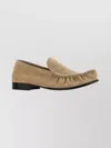 Miu Miu Suede Loafers With Round Toe And Texture In Brown