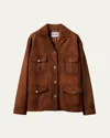 Miu Miu Suede Long-sleeve Jacket In F0134 Brandy