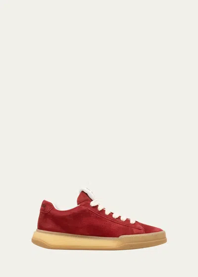 Miu Miu Suede Low-top Court Sneakers In Scarlatto
