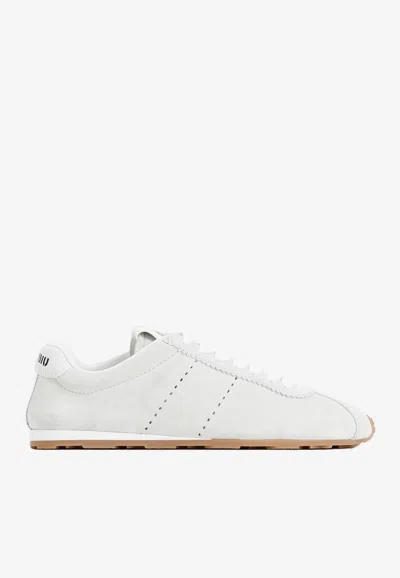 Miu Miu Plume Sneaker In Ivory Leather Women In Multi