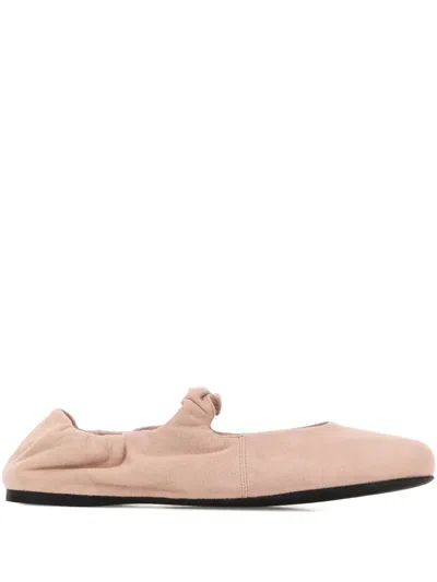 Miu Miu Suede Ballerina Shoes Round Toe Flat In Pink