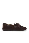 Miu Miu Tasseled Suede Loafers In Brown