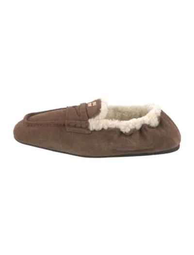 Pre-owned Miu Miu Suede Moccasins In Brown