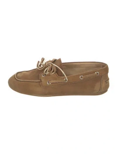 Pre-owned Miu Miu Suede Moccasins In Brown
