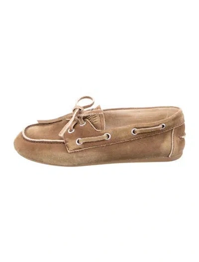 Pre-owned Miu Miu Suede Moccasins In Brown