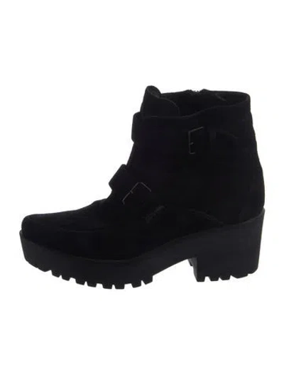 Pre-owned Miu Miu Suede Moto Boots In Black