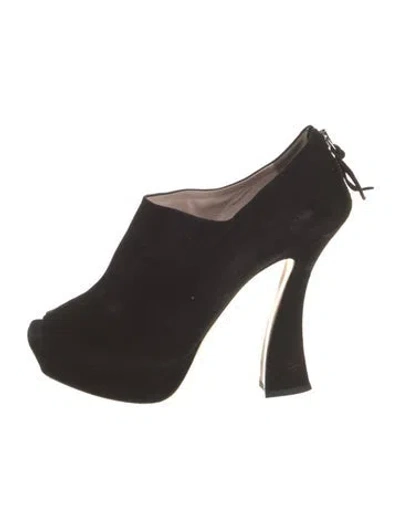 Pre-owned Miu Miu Suede Mules In Black