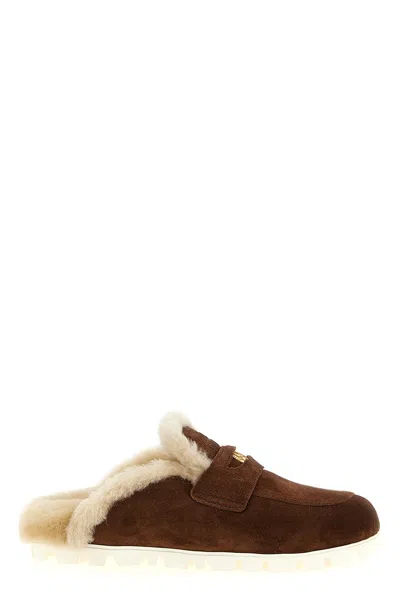 Miu Miu Suede Mules In Brown