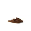 Miu Miu Suede Sabots Rounded Toe Bow Detail In Brown