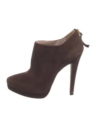 Pre-owned Miu Miu Suede Mules In Brown