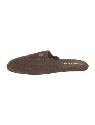 Pre-owned Miu Miu Suede Mules In Brown