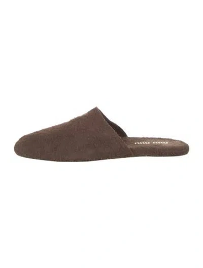 Pre-owned Miu Miu Suede Mules In Brown
