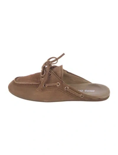 Pre-owned Miu Miu Suede Mules In Brown