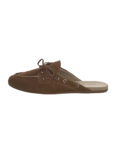 Pre-owned Miu Miu Suede Mules In Brown