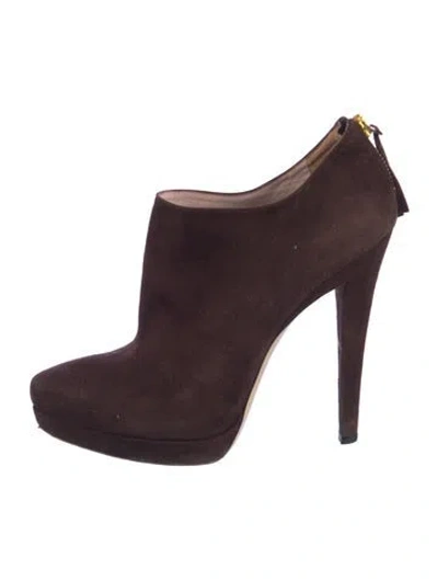 Pre-owned Miu Miu Suede Mules In Burgundy