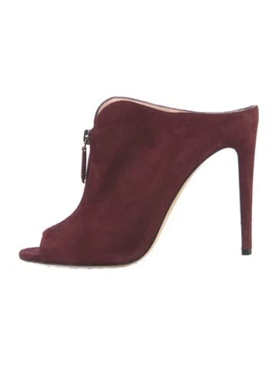Pre-owned Miu Miu Suede Mules In Burgundy