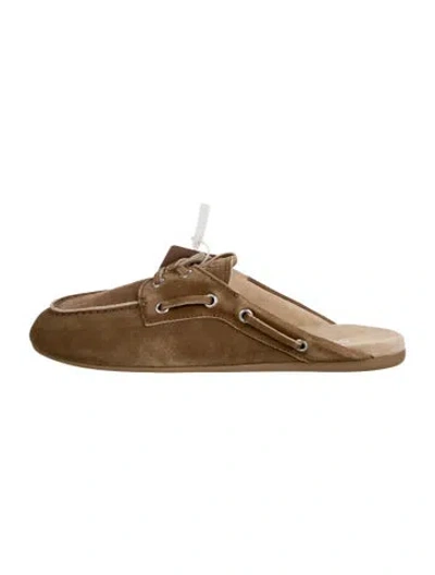 Pre-owned Miu Miu Suede Mules In Neutrals