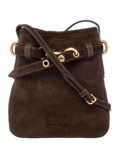 Pre-owned Miu Miu Suede Nappa Suede In Brown