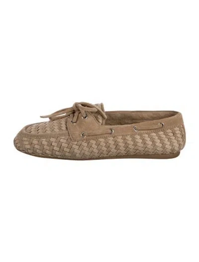Pre-owned Miu Miu Suede Patterned Loafers In Neutrals
