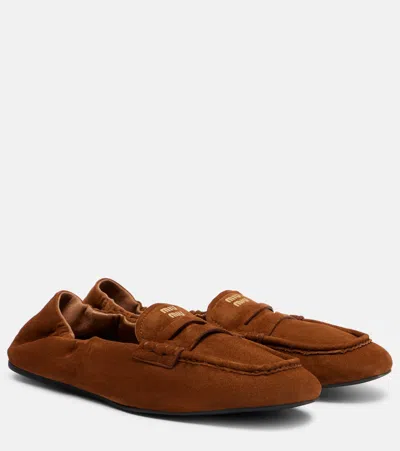 Miu Miu Suede Penny Loafers