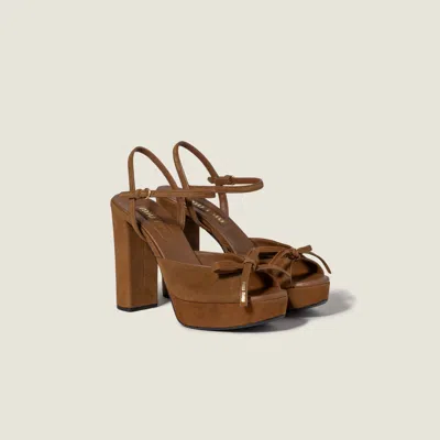 Miu Miu Suede Platform Sandals In Brown