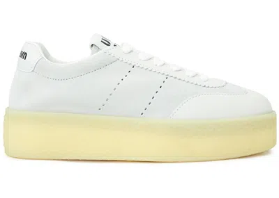 Pre-owned Miu Miu Suede Platform Sneakers (women's) In White