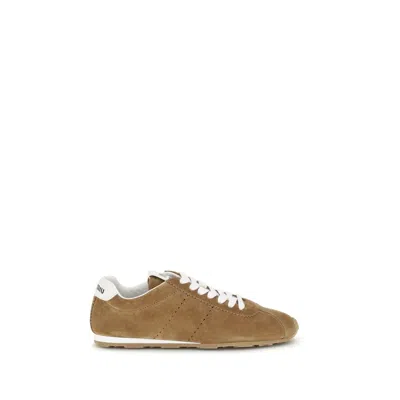 Miu Miu Allacciate Low Top Sneaker In Brown