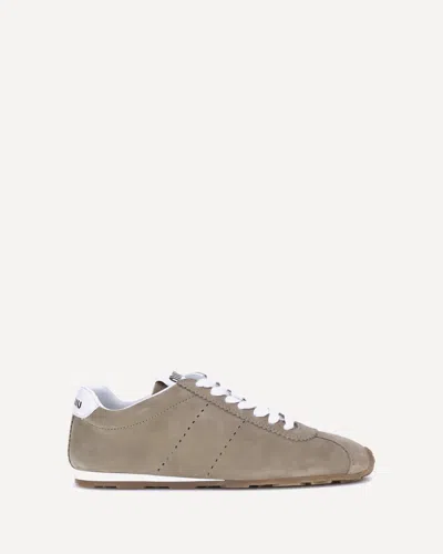 Miu Miu Suede Plume Sneakers In Sand