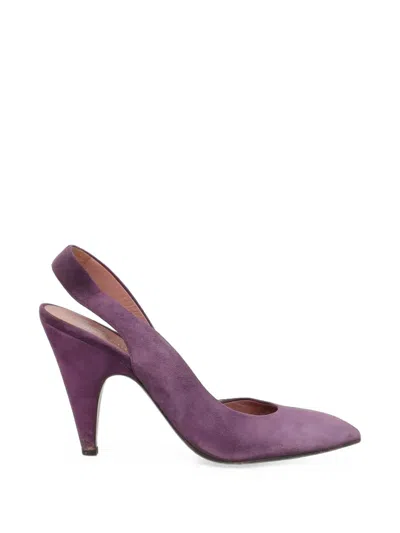 Pre-owned Miu Miu Suede Pointed-toe Heeled Pumps In Purple