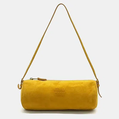 Pre-owned Miu Miu Suede Pouch And Shoulder Bag In Yellow