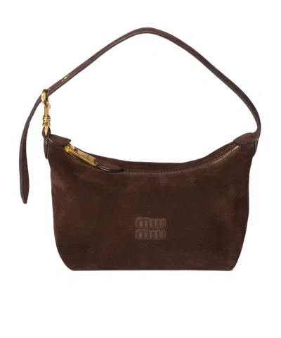 Miu Miu Suede Pouch In Brown