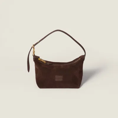 Miu Miu Suede Pouch In Brown