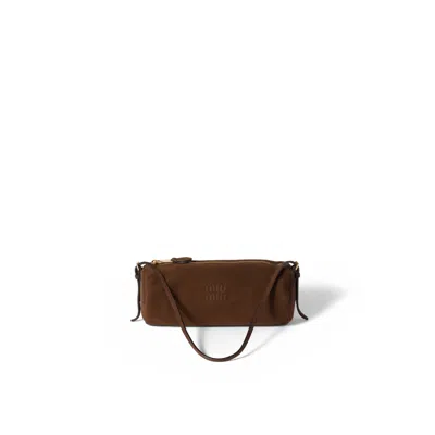 Miu Miu Suede Pouch In Brown