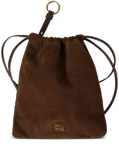 Miu Miu Suede Pouch In Brown