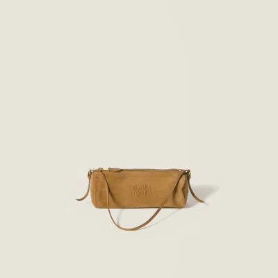 Miu Miu Suede Pouch In Olive Green