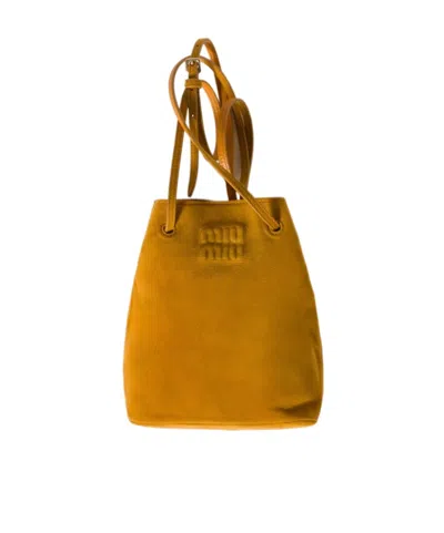 Miu Miu Suede Pouch In Whiskey