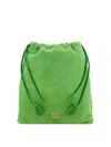 Miu Miu Logo Suede Drawstring Pouch In Yellow