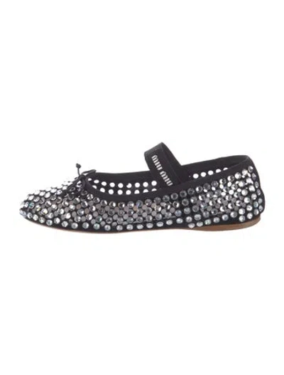 Pre-owned Miu Miu Suede Printed Mary Jane Flats In Multi