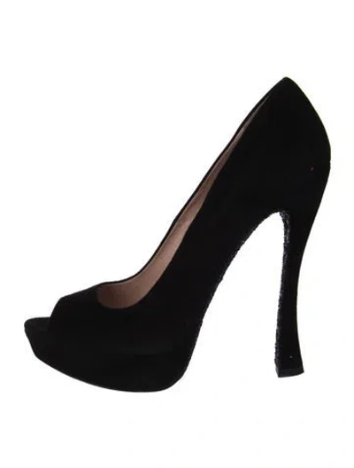 Pre-owned Miu Miu Suede Pumps In Black