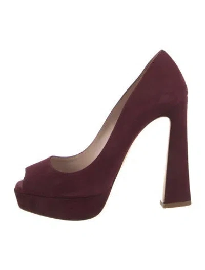 Pre-owned Miu Miu Suede Pumps In Burgundy