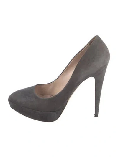 Pre-owned Miu Miu Suede Pumps In Gray