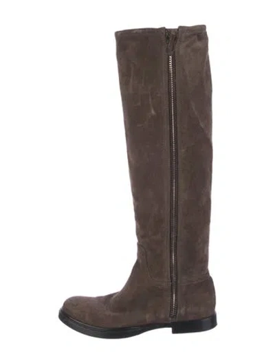 Pre-owned Miu Miu Suede Riding Boots In Brown