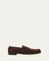 Miu Miu Suede Ruched Mocassin Loafers In Brown