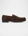 Miu Miu Suede Round Toe Slip On Loafers In Brown