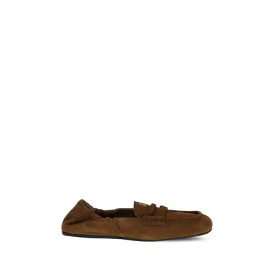 Miu Miu Suede Ruches Loafers In Black