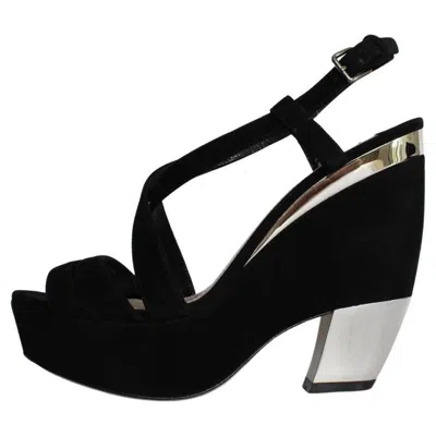 Pre-owned Miu Miu Suede Sandal Size 39 In Black