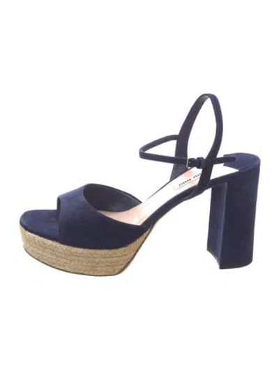 Pre-owned Miu Miu Suede Sandals In Blue