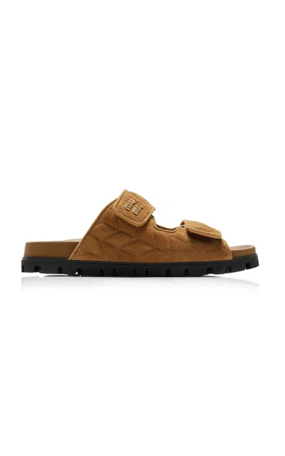 Miu Miu Suede Sandals In Green