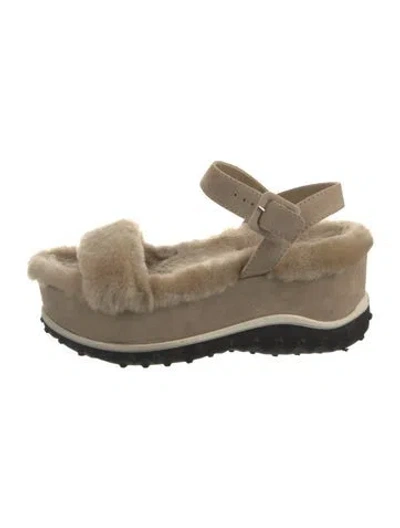 Pre-owned Miu Miu Suede Sandals In Neutral