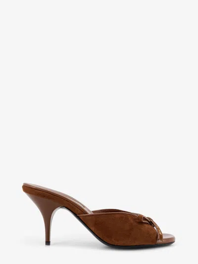 Miu Miu Suede Sandals With Bow Detail On The Front In Brown